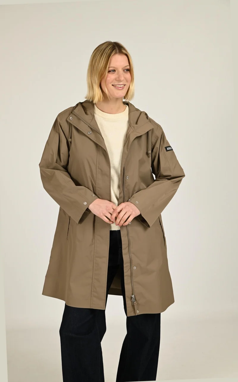 Parka mi-longue taupe