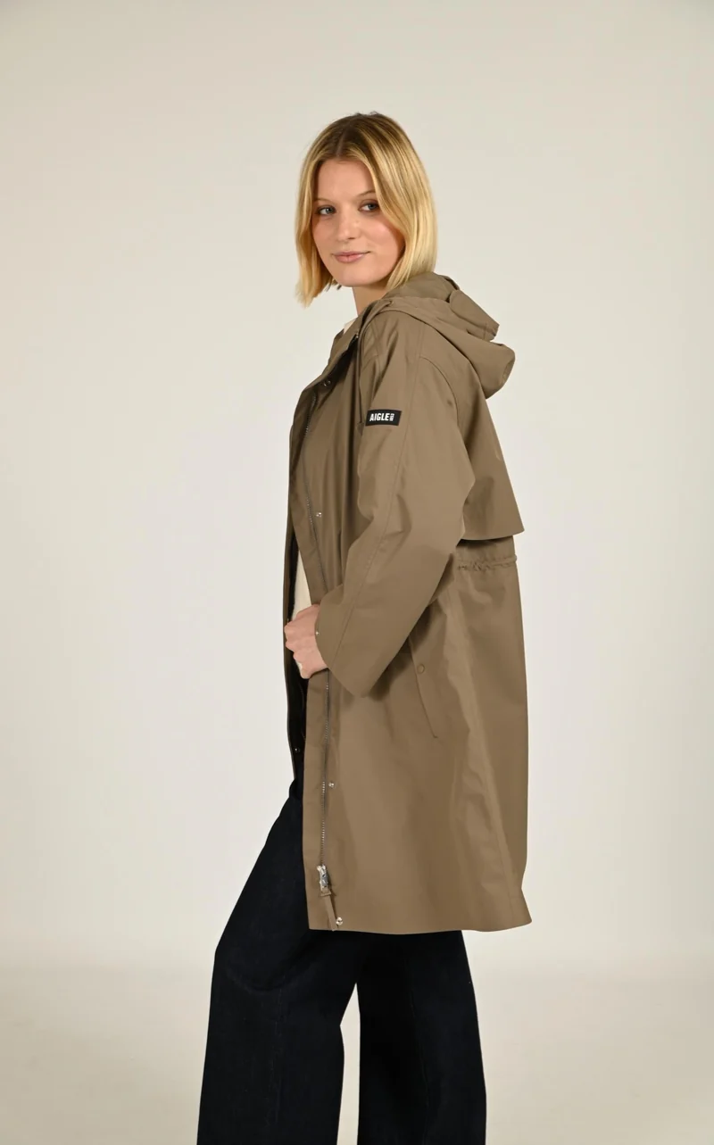 Parka mi-longue taupe