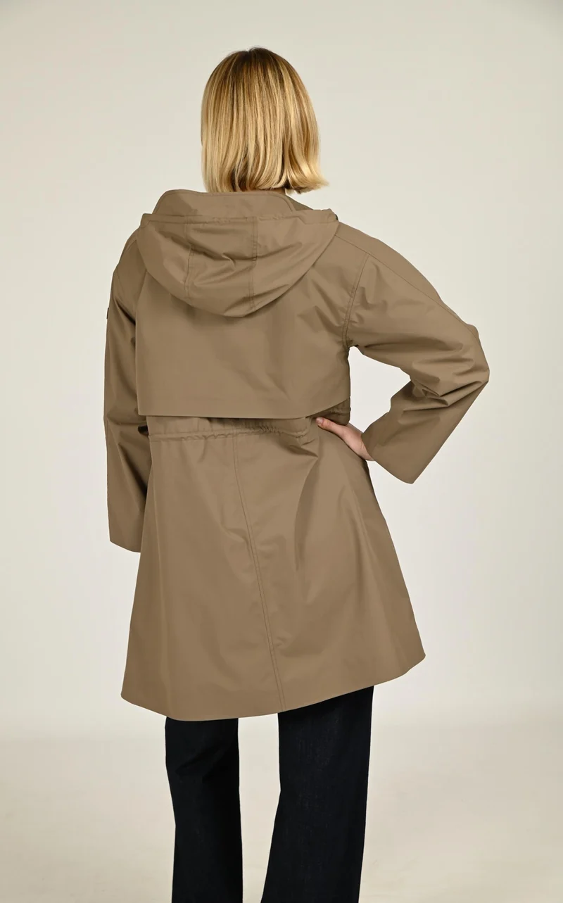 Parka mi-longue taupe