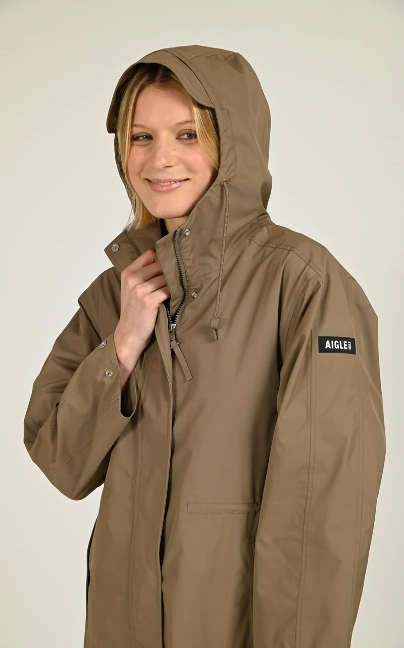 Parka mi-longue taupe