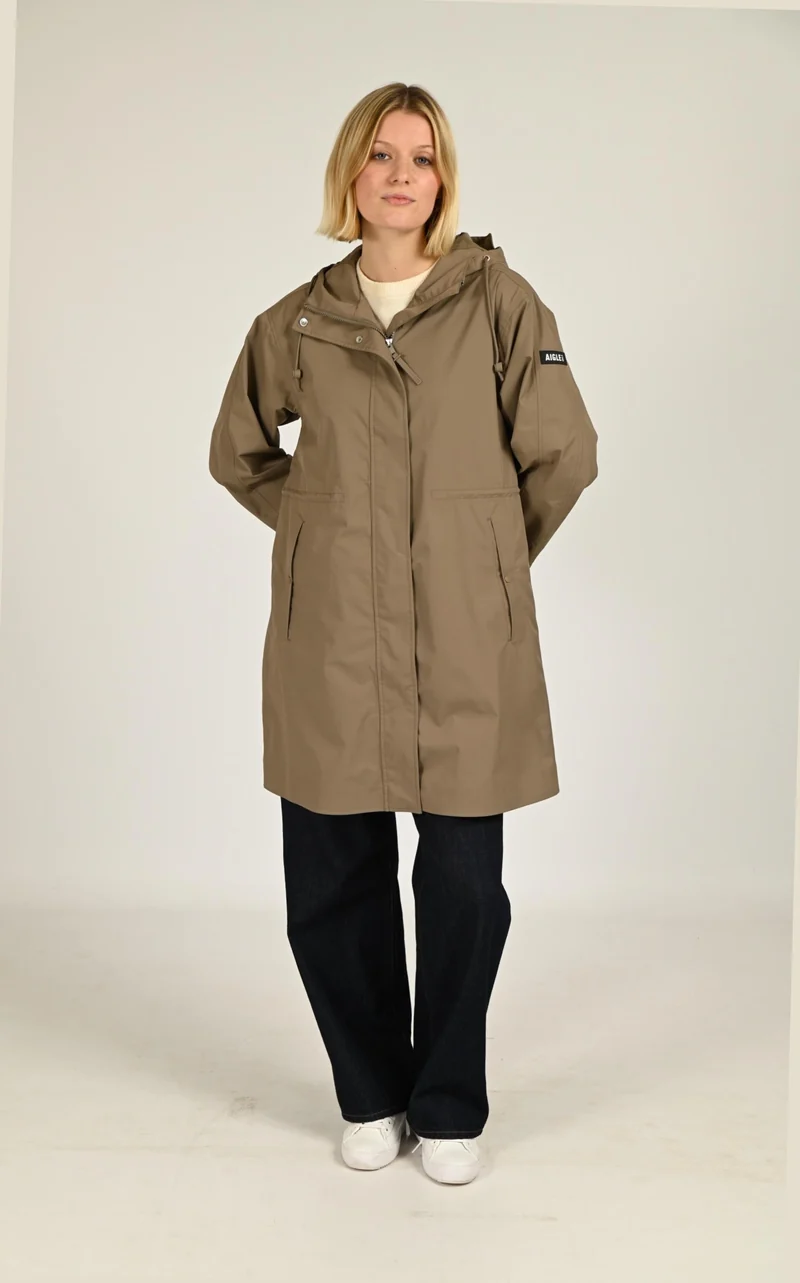 Parka mi-longue taupe