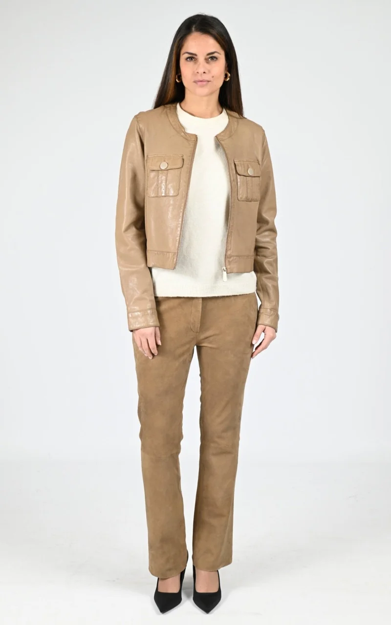 Veste en cuir d'agneau Susan taupe