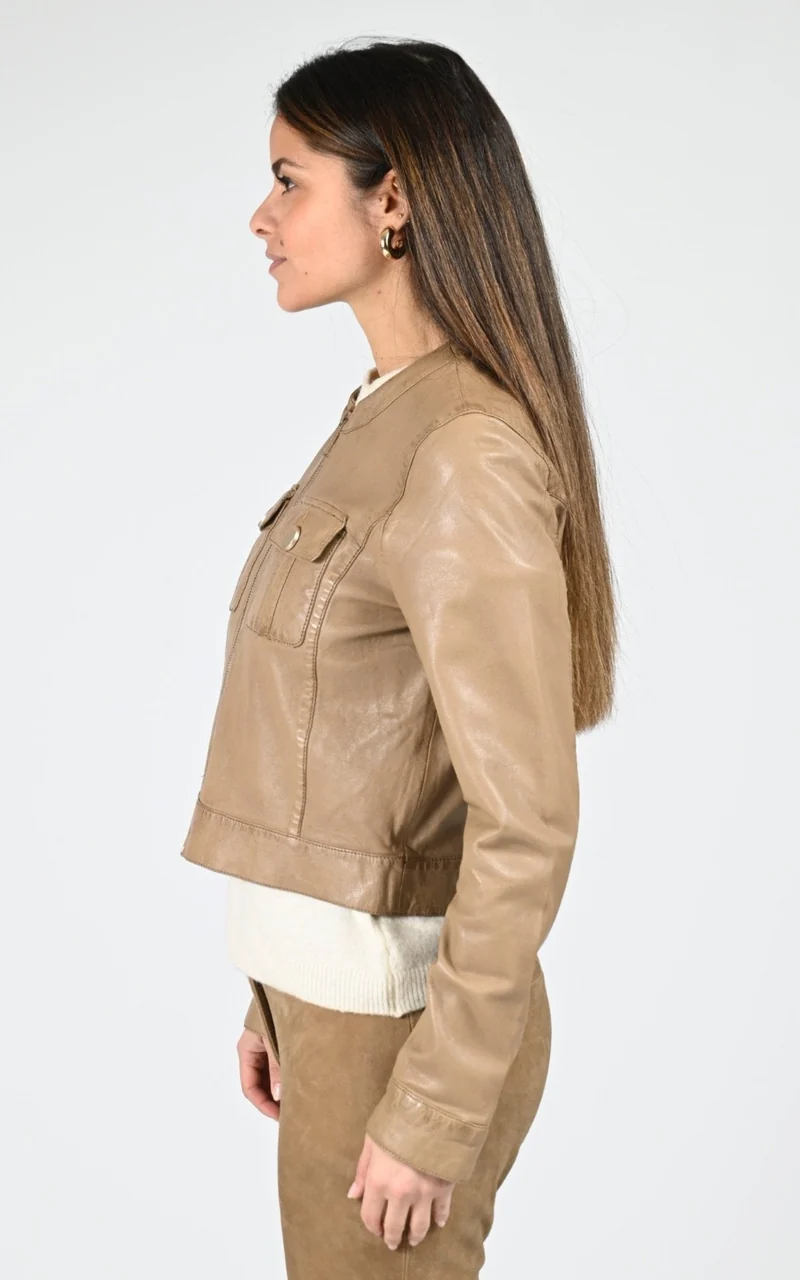 Veste en cuir d'agneau Susan taupe