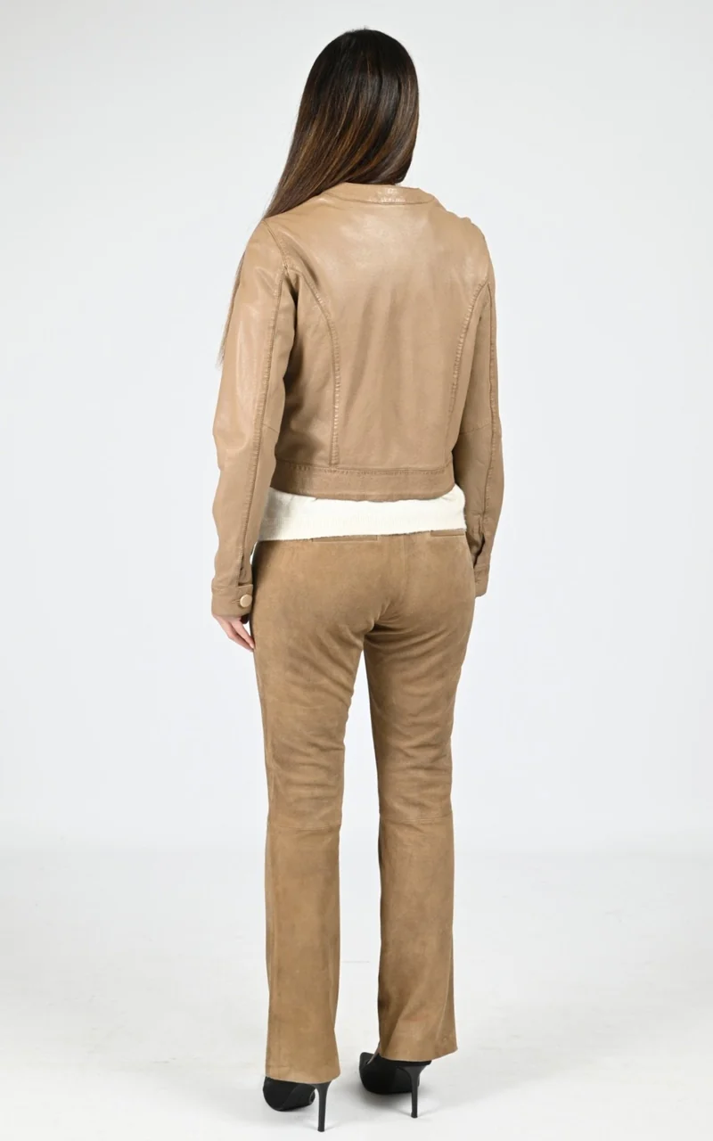 Veste en cuir d'agneau Susan taupe
