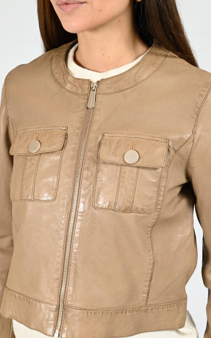 Veste en cuir d'agneau Susan taupe