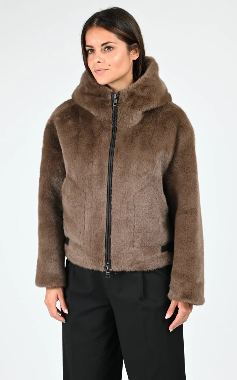Veste fausse fourrure marron
