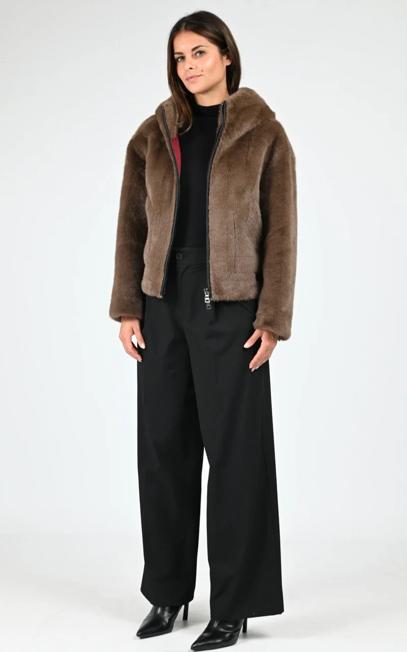 Veste fausse fourrure marron