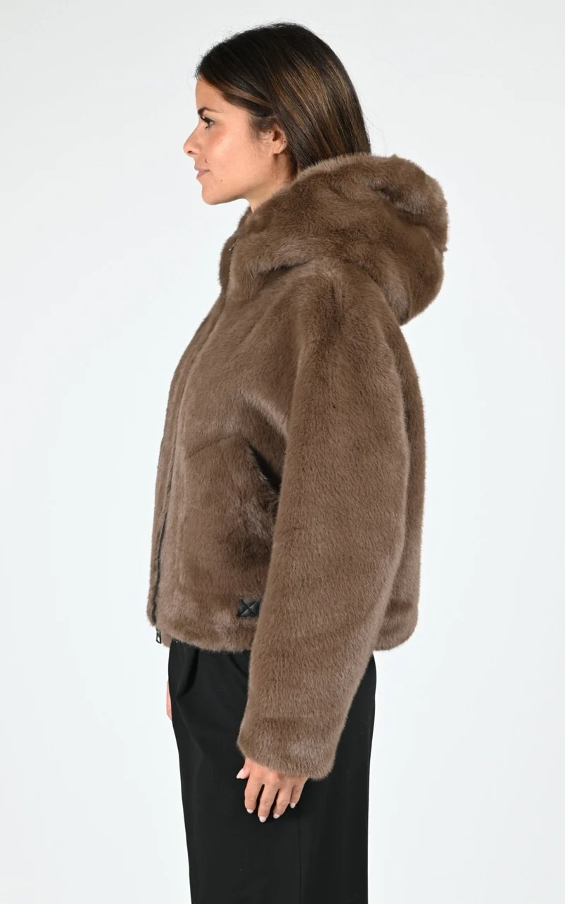 Veste fausse fourrure marron