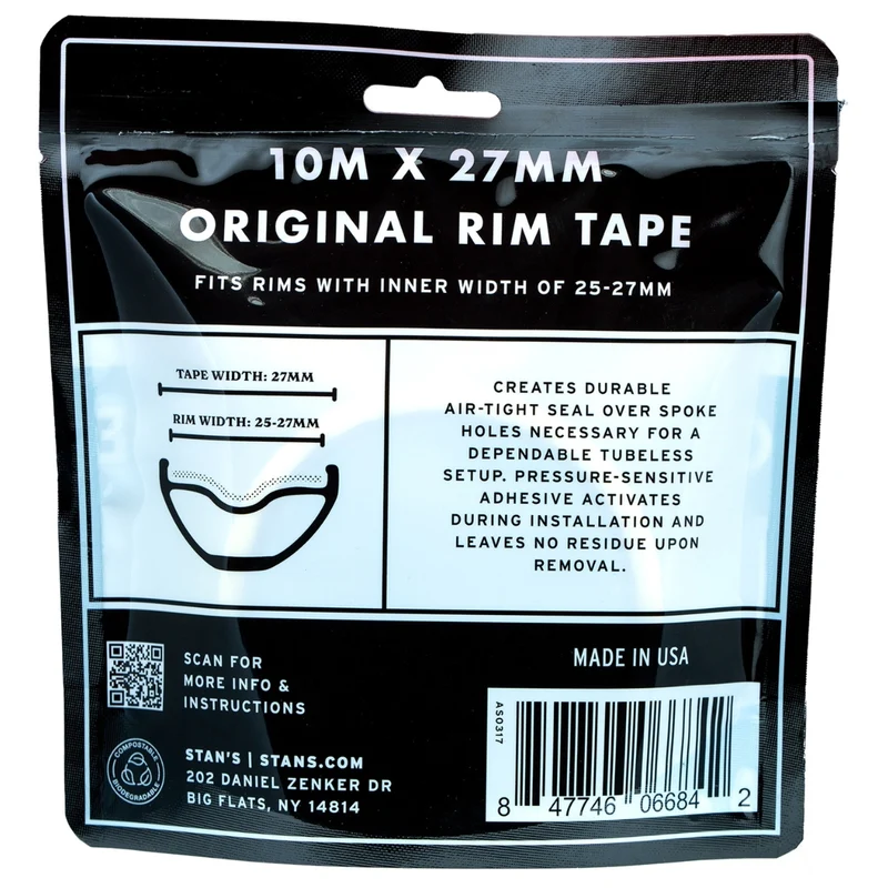 Fond de jante Tubeless Stans No Tubes 10m x 27mm