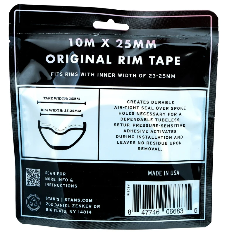 Fond de jante Tubeless Stans No Tubes 10m x 25mm