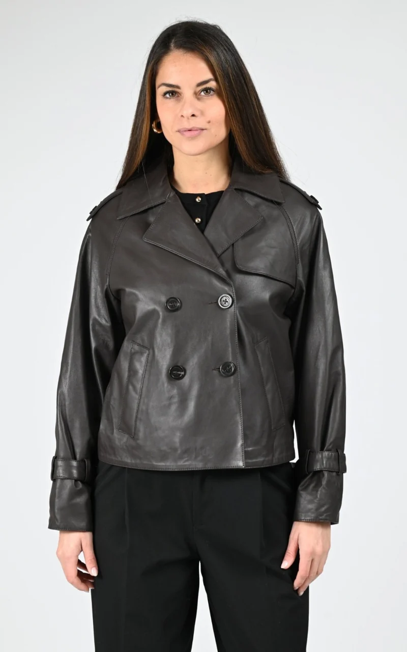 Veste cuir agneau Kassie marron
