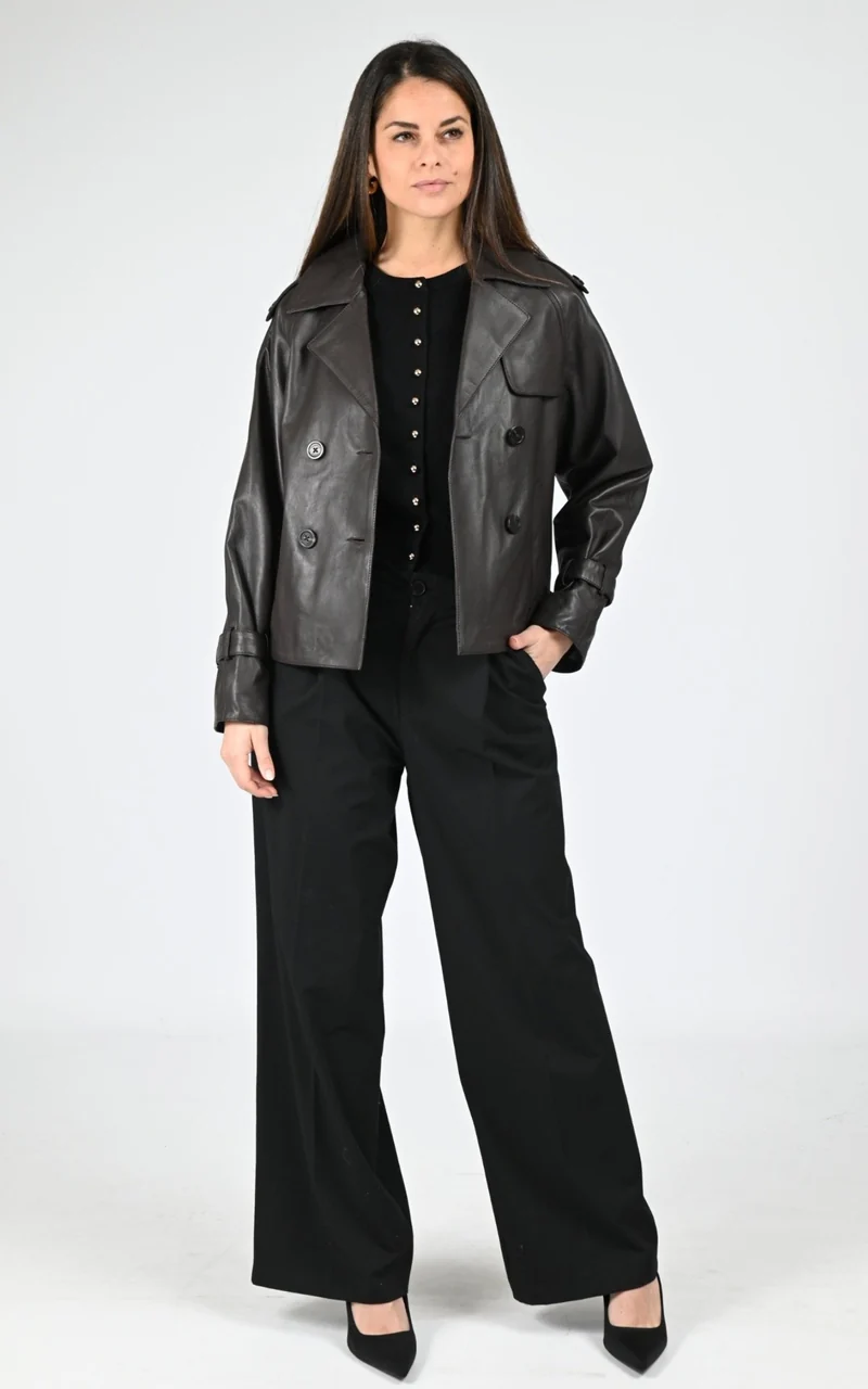 Veste cuir agneau Kassie marron