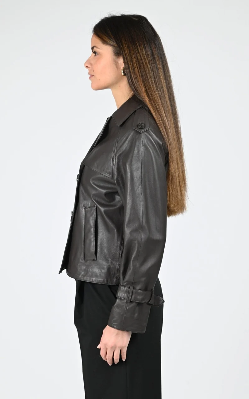 Veste cuir agneau Kassie marron