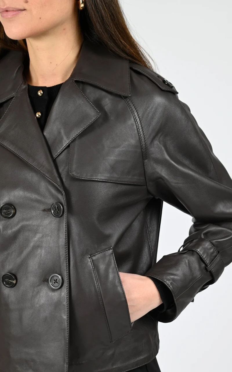 Veste cuir agneau Kassie marron