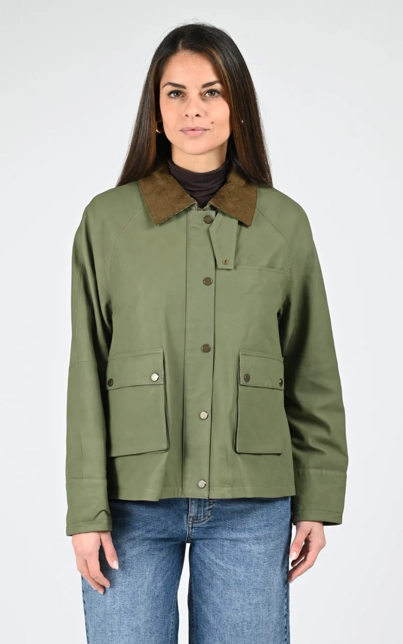 Veste croute de cuir Missouri kaki
