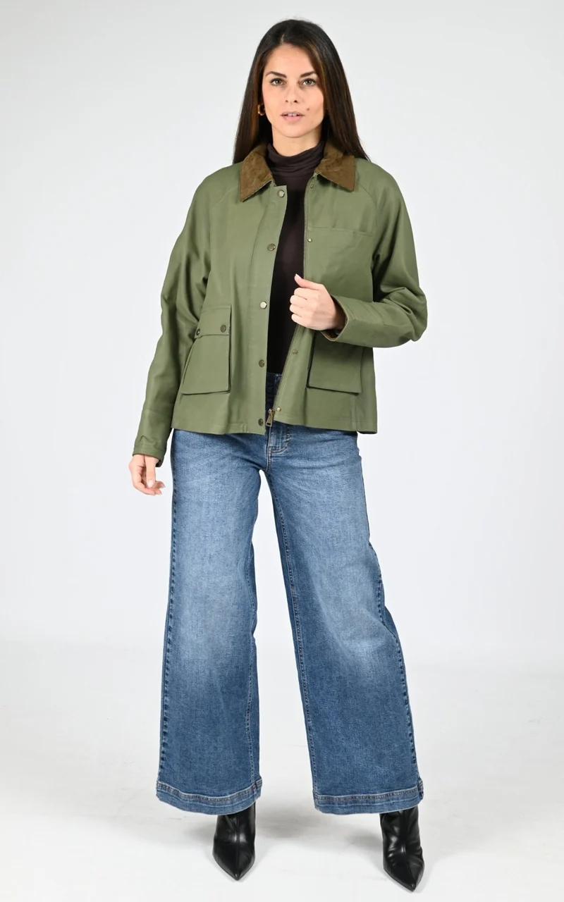 Veste croute de cuir Missouri kaki
