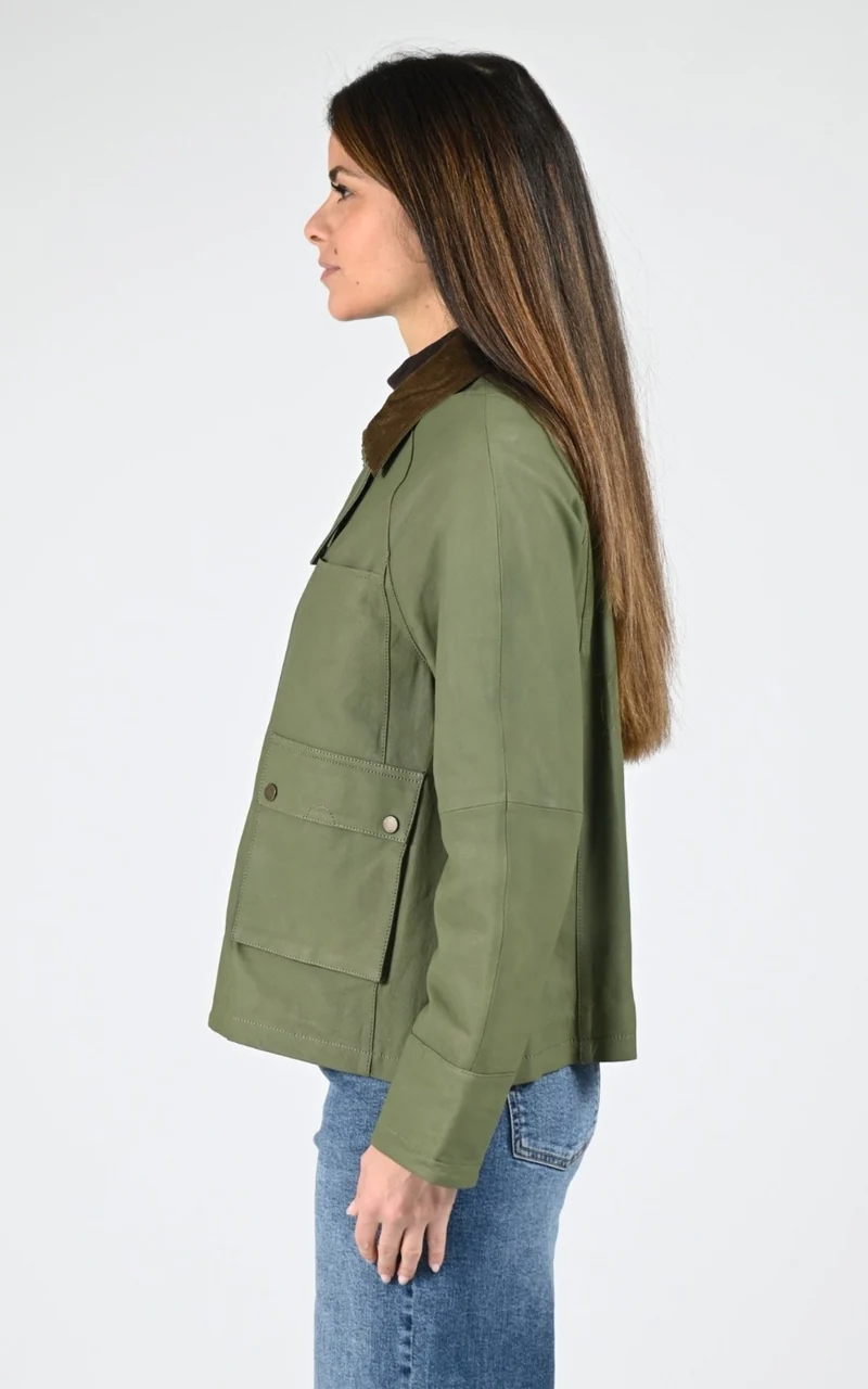 Veste croute de cuir Missouri kaki