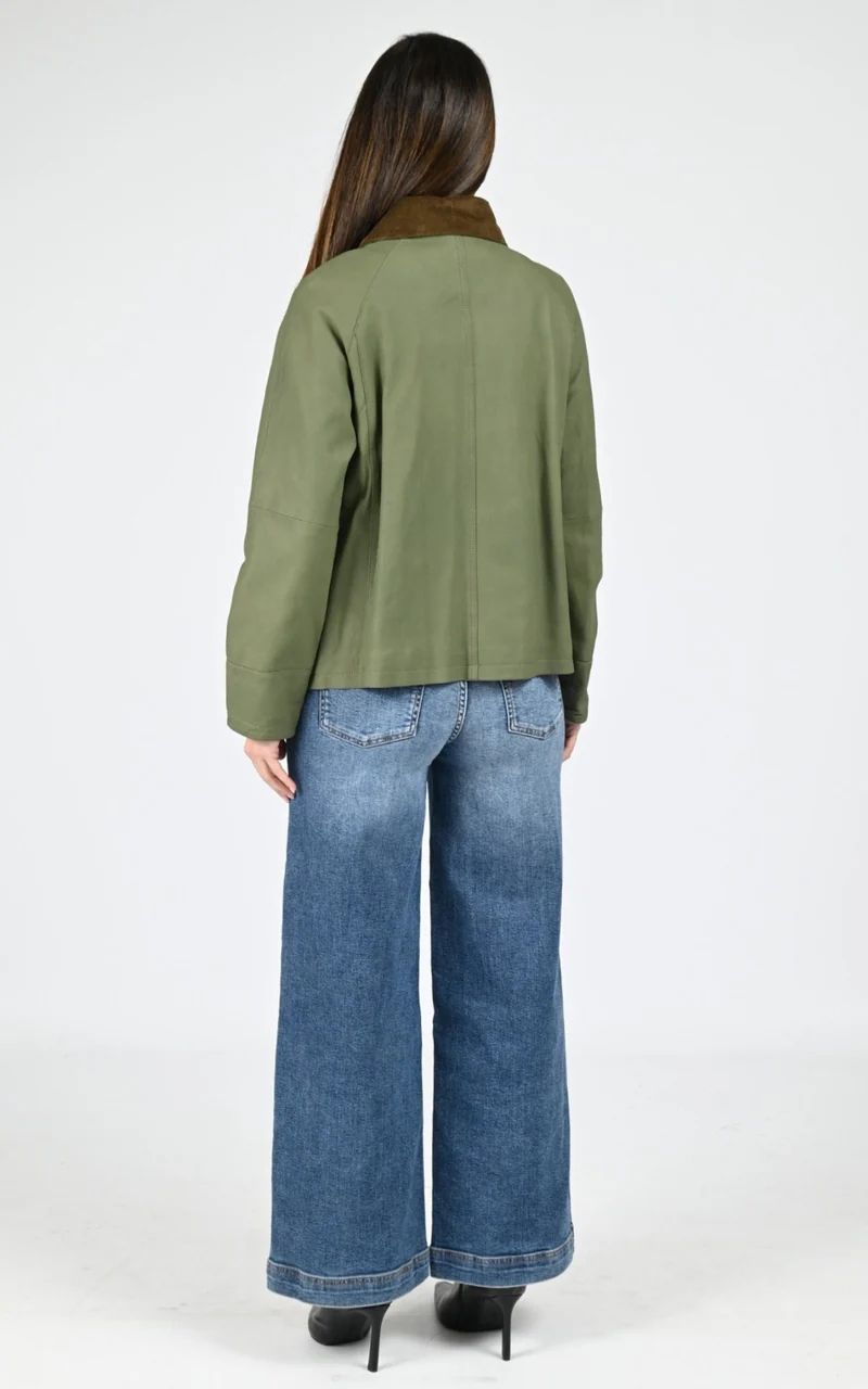 Veste croute de cuir Missouri kaki