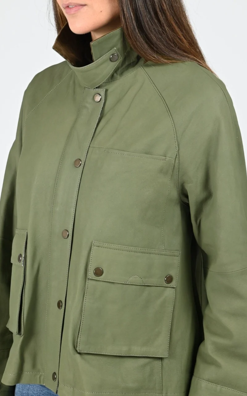Veste croute de cuir Missouri kaki