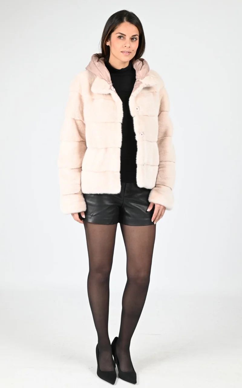 Veste réversible en vison rose claire
