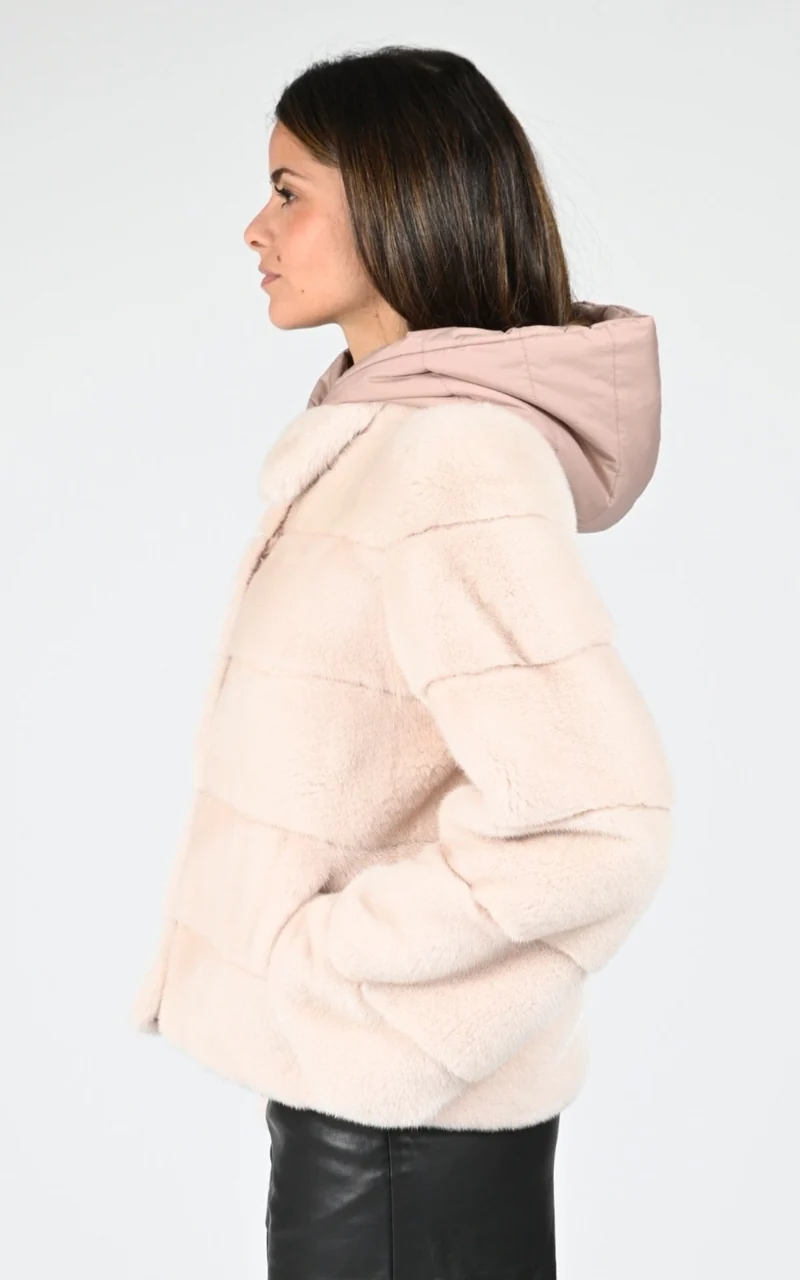 Veste réversible en vison rose claire