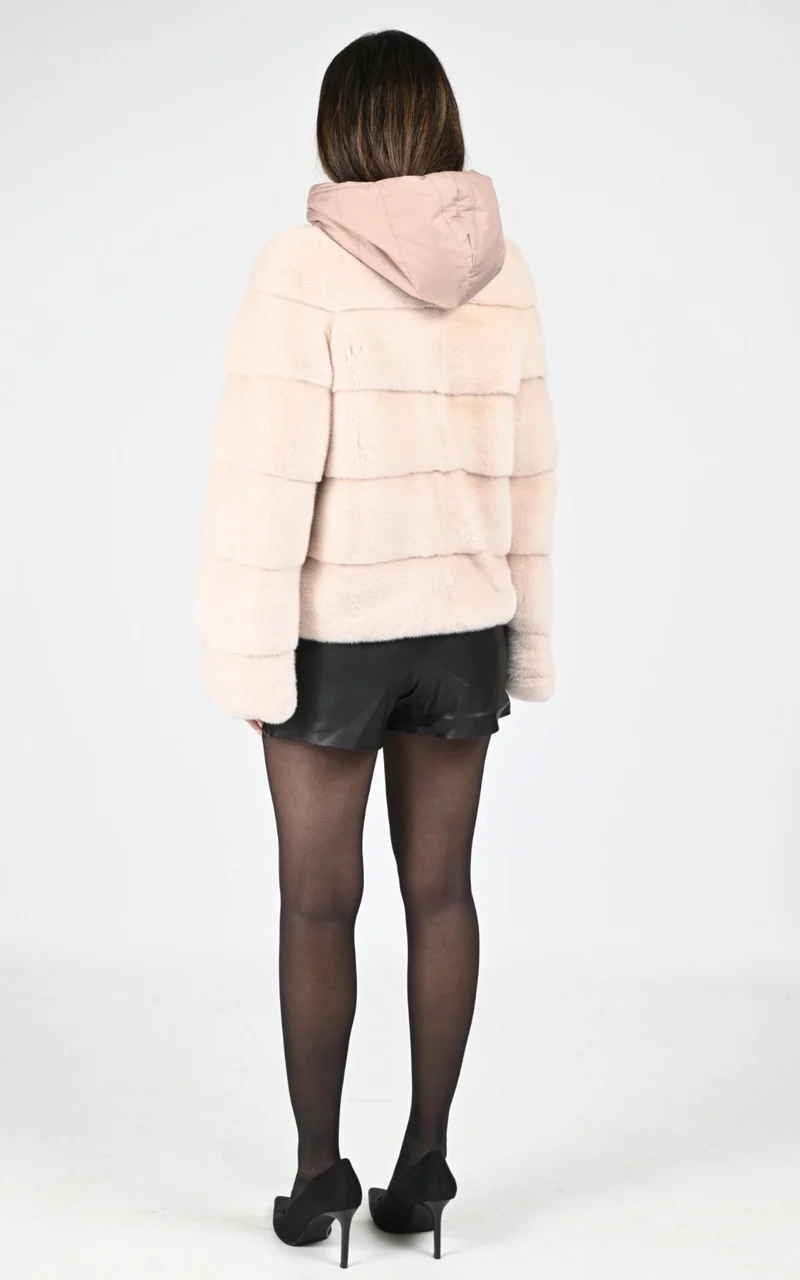 Veste réversible en vison rose claire