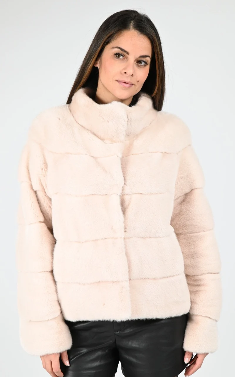 Veste réversible en vison rose claire