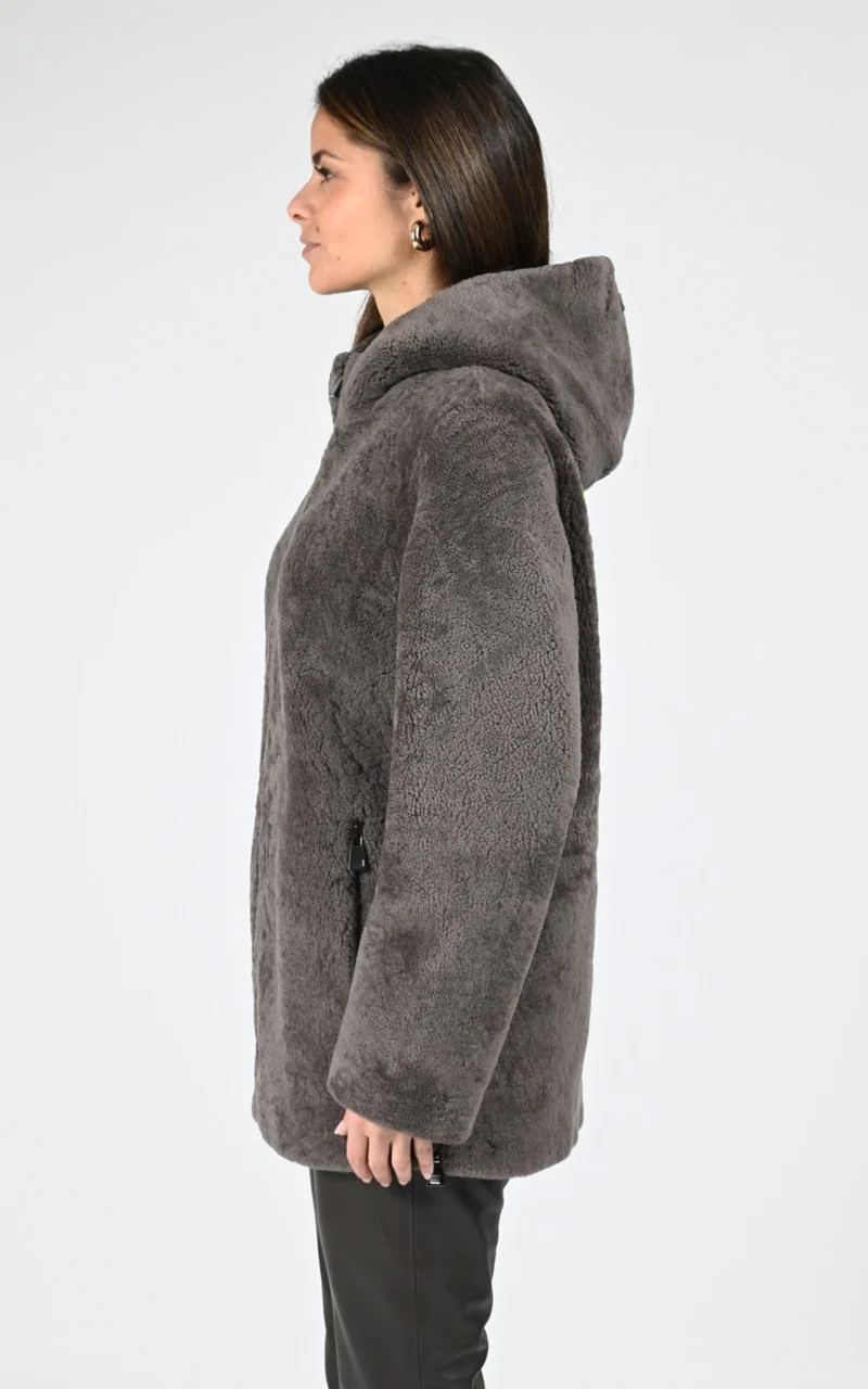Veste peau lainée mérinos taupe