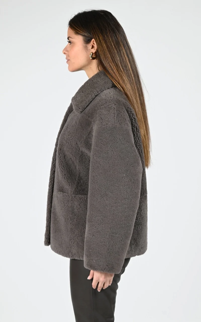 Veste peau lainée Irene taupe