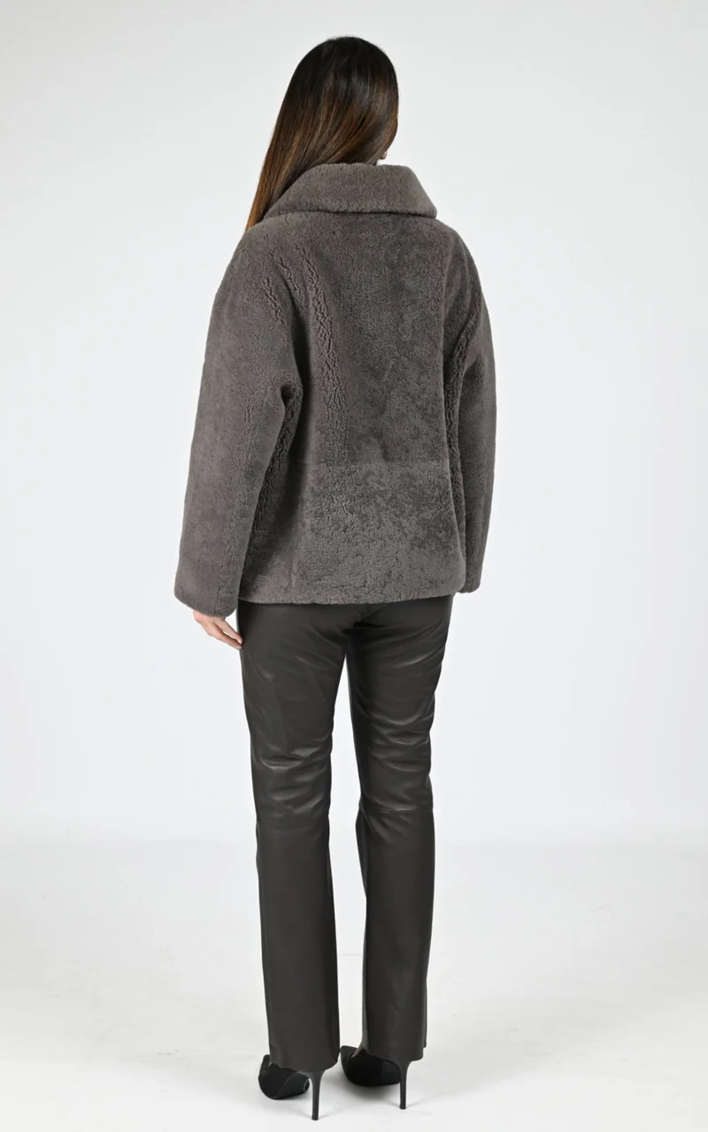 Veste peau lainée Irene taupe