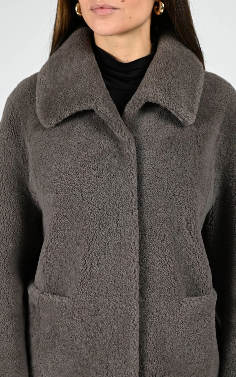 Veste peau lainée Irene taupe