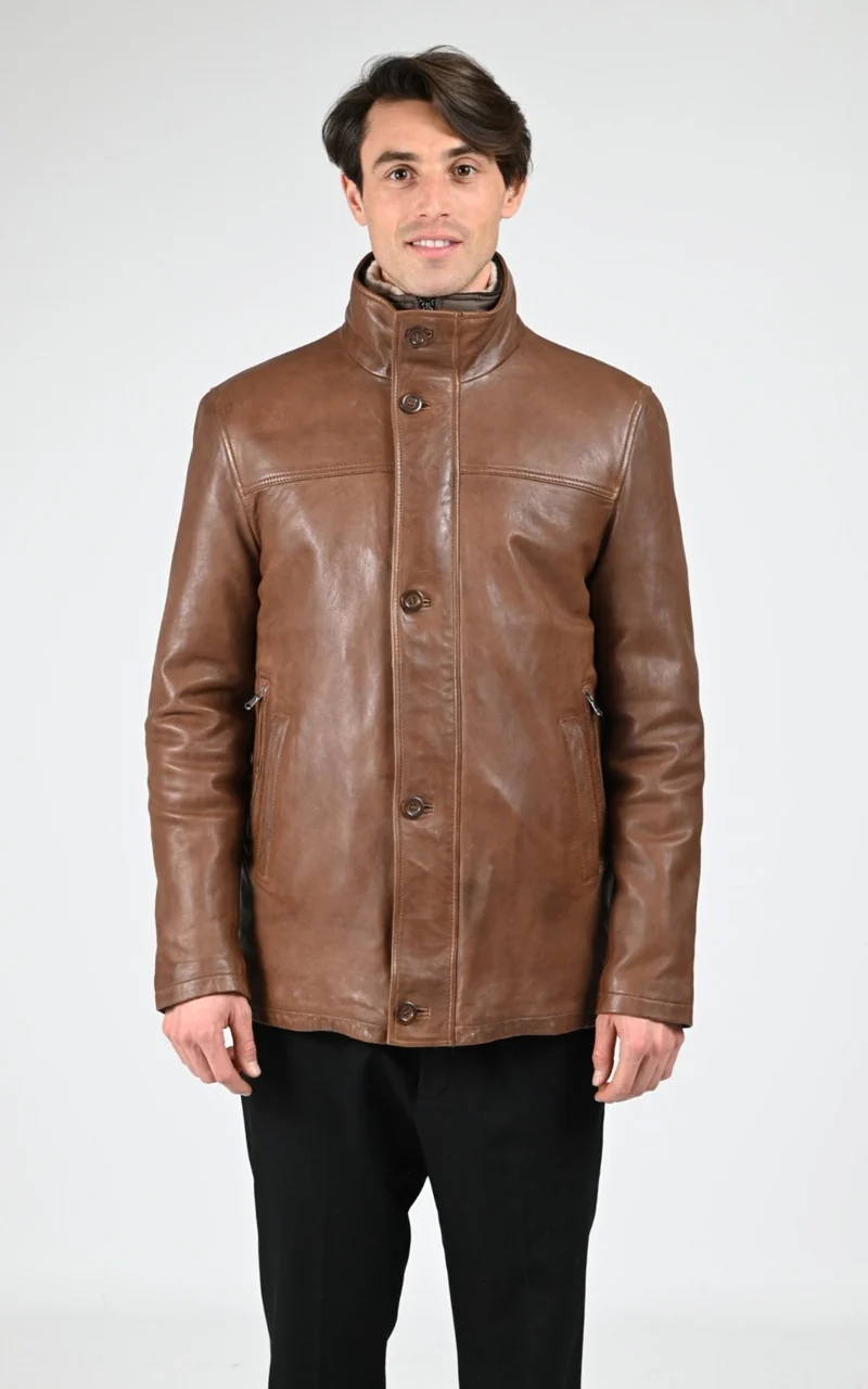 Surveste en cuir d'agneau Tyler marron