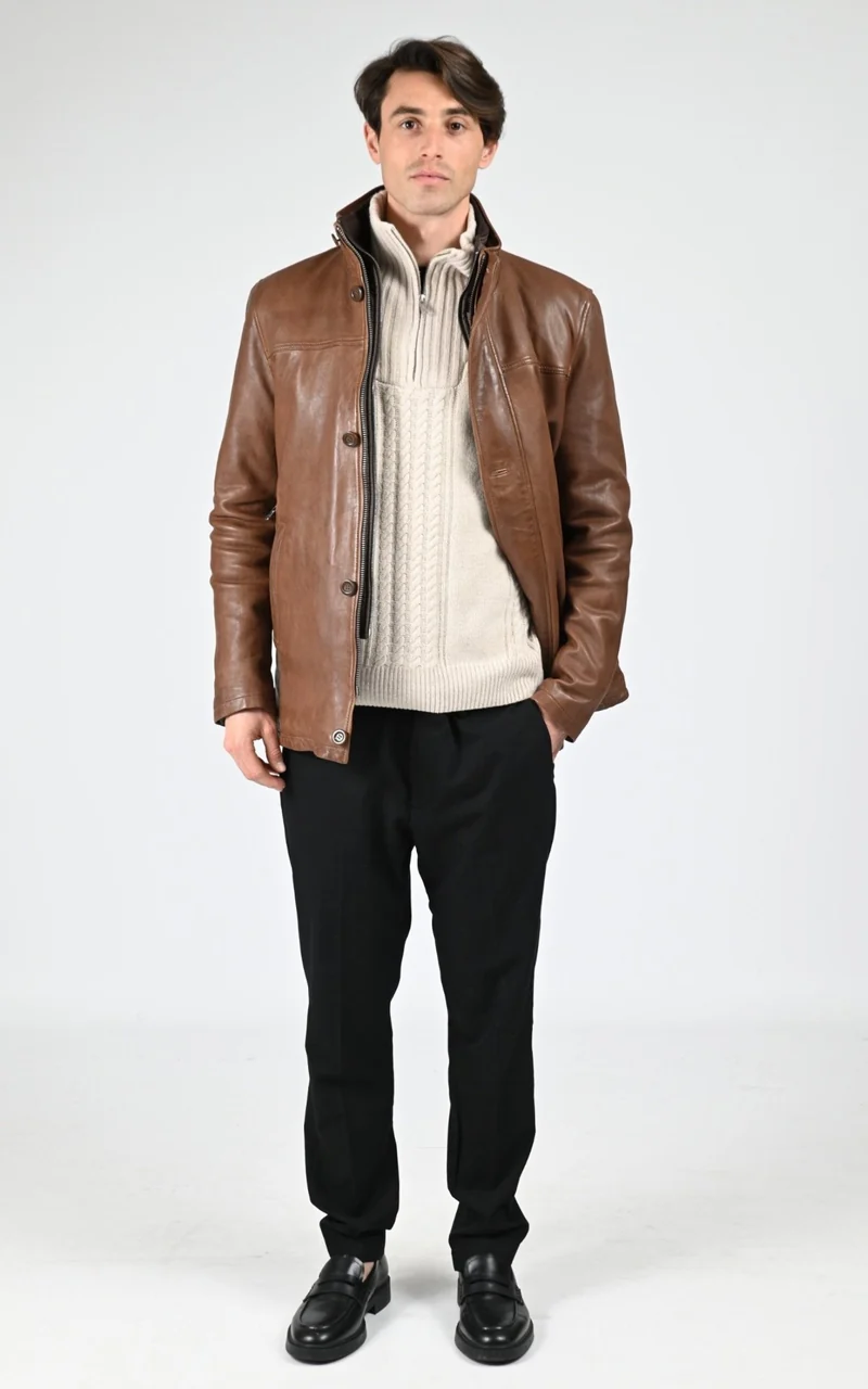Surveste en cuir d'agneau Tyler marron