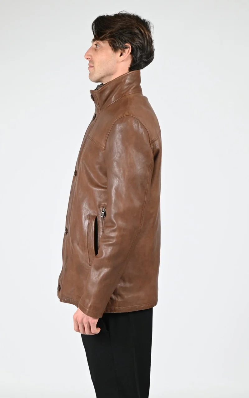 Surveste en cuir d'agneau Tyler marron