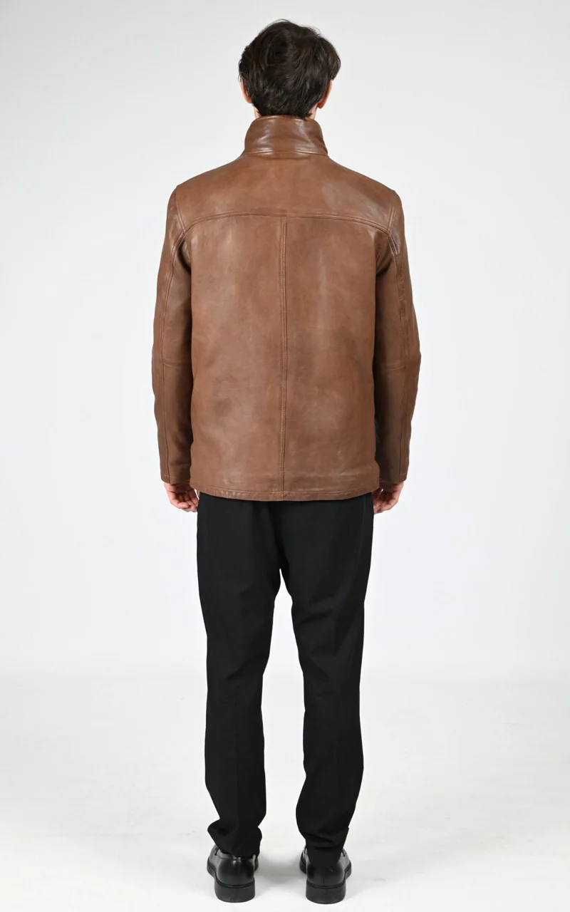 Surveste en cuir d'agneau Tyler marron