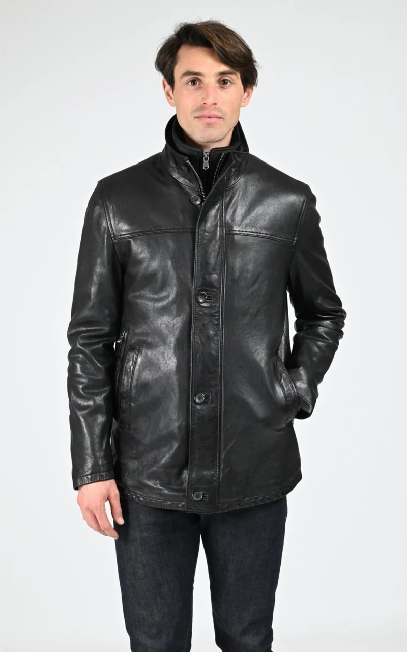 Surveste en cuir d'agneau Tyler noir