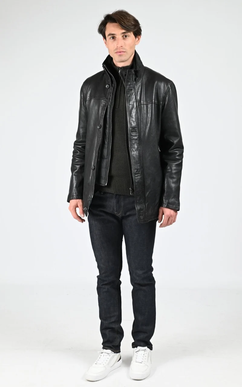 Surveste en cuir d'agneau Tyler noir