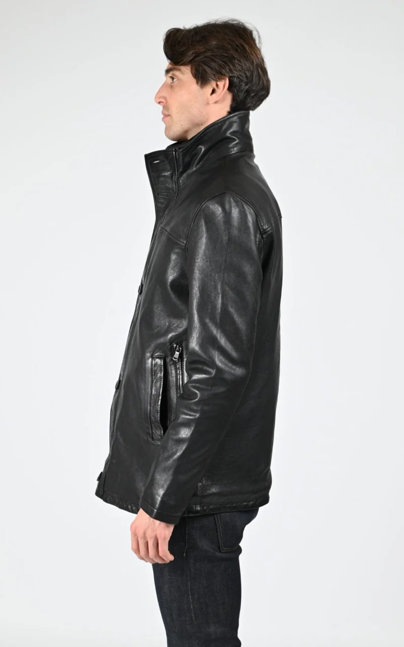 Surveste en cuir d'agneau Tyler noir