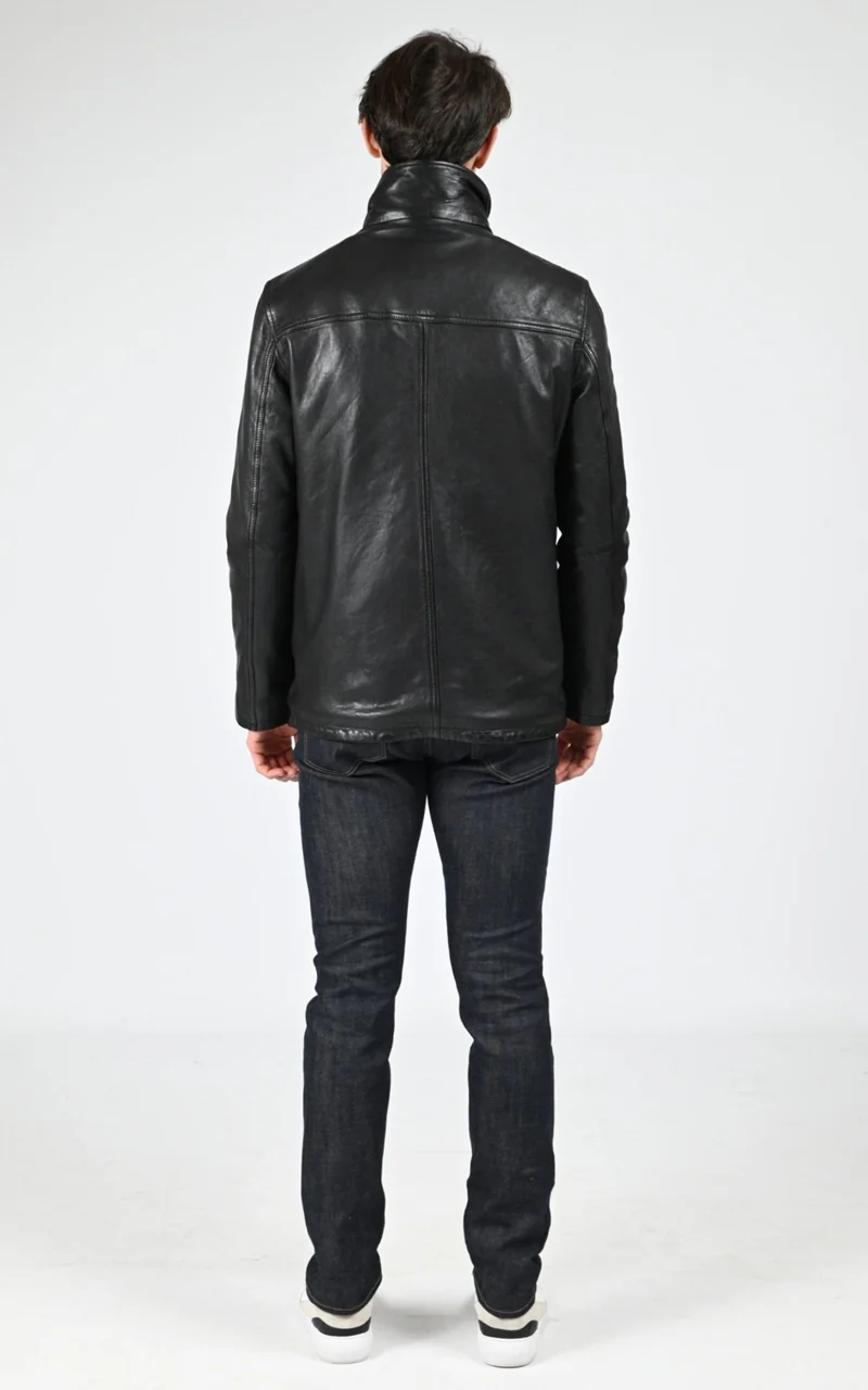 Surveste en cuir d'agneau Tyler noir