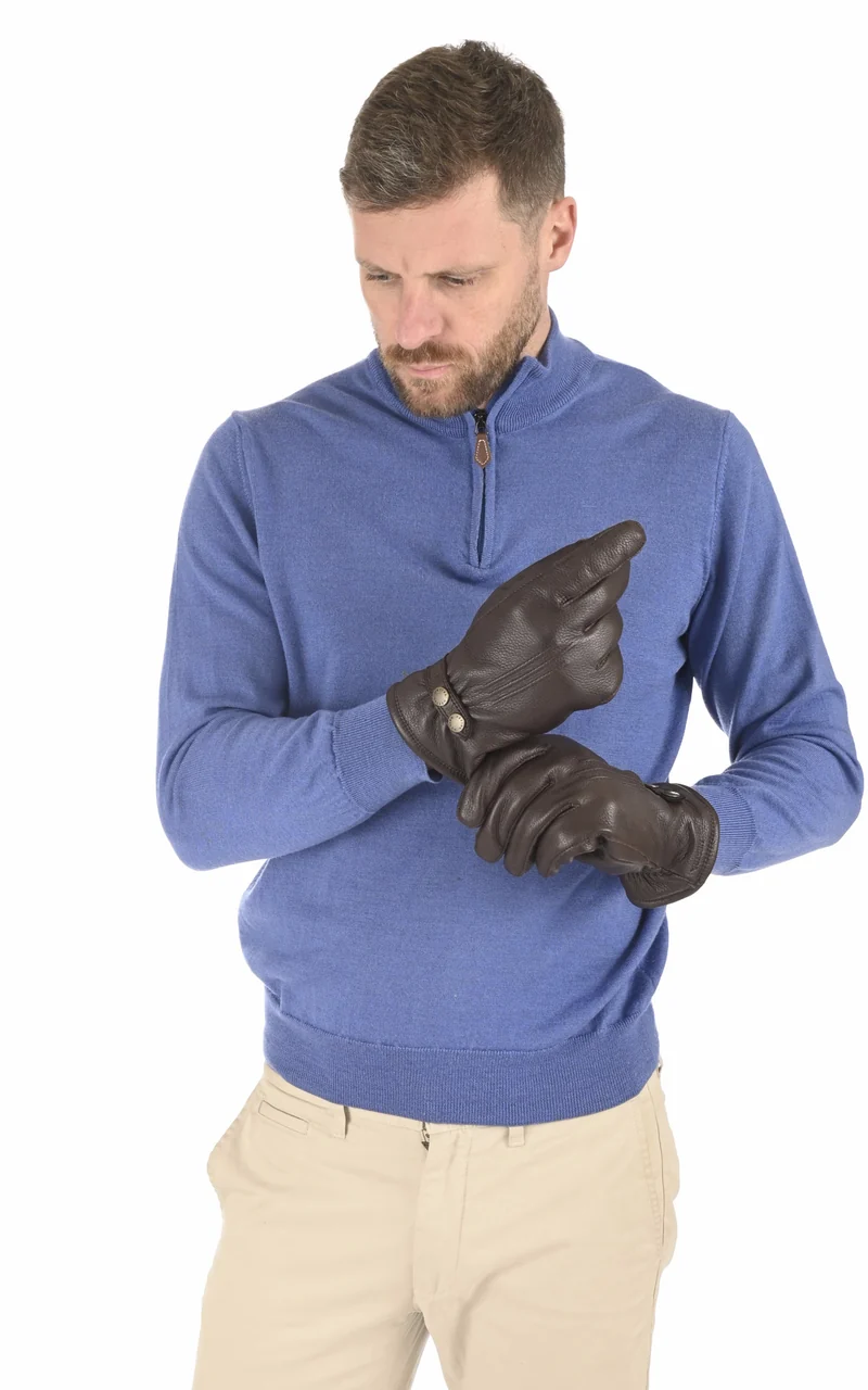 Gants chauds cuir marron