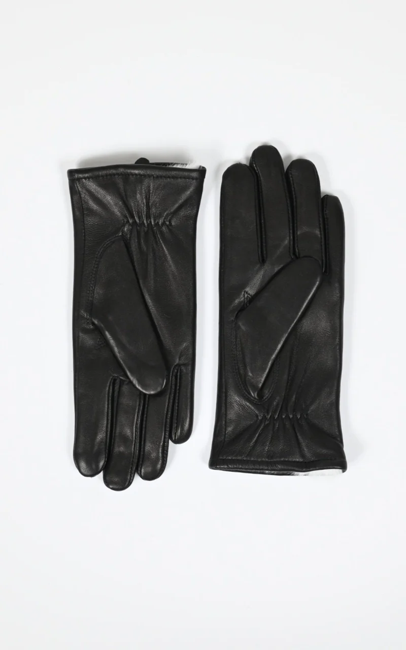 Gants fourrés cuir noir