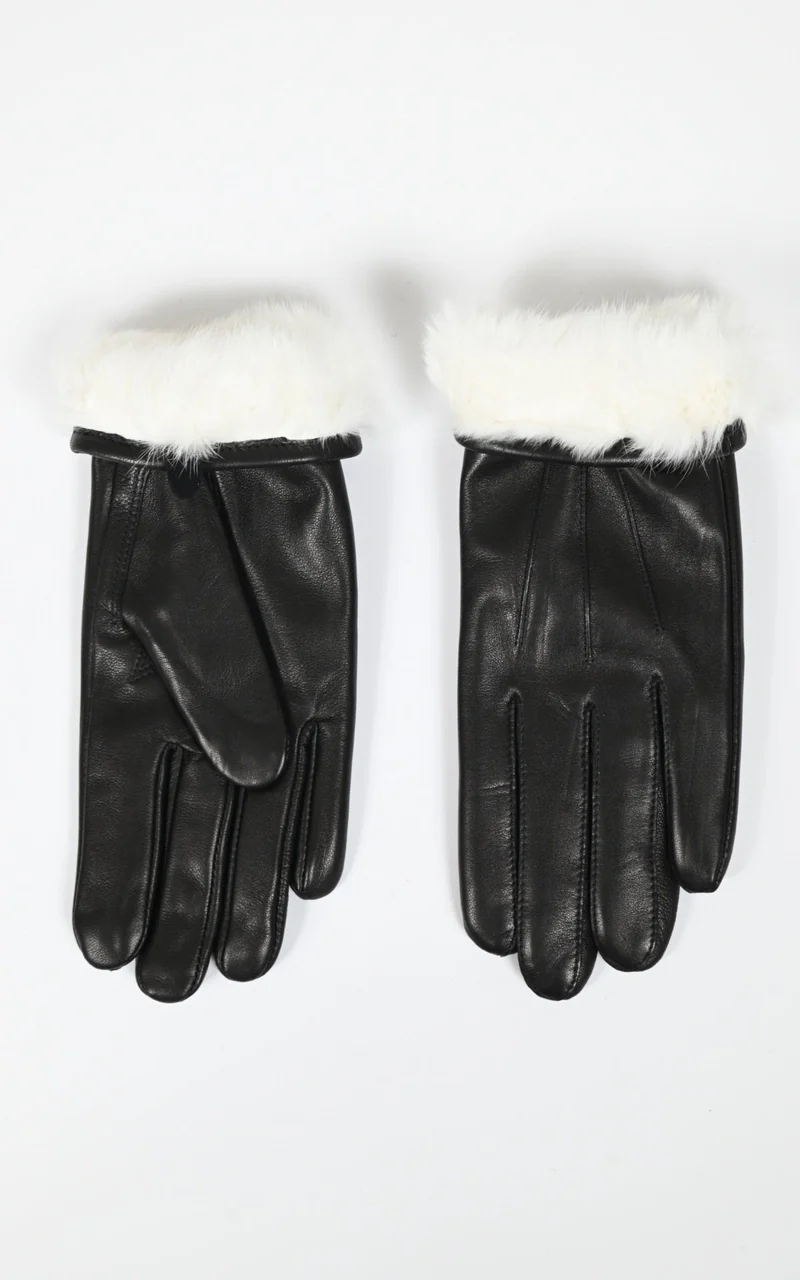 Gants fourrés cuir noir