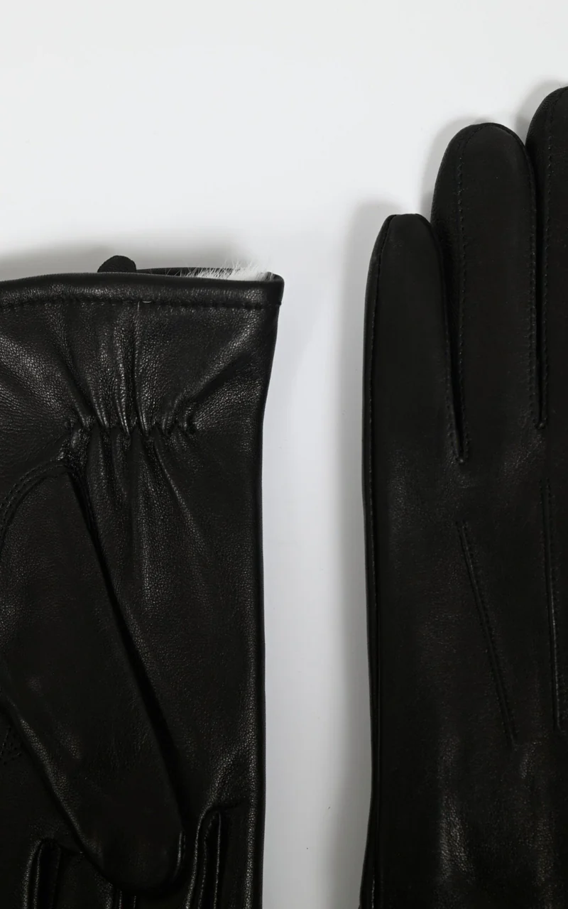 Gants fourrés cuir noir