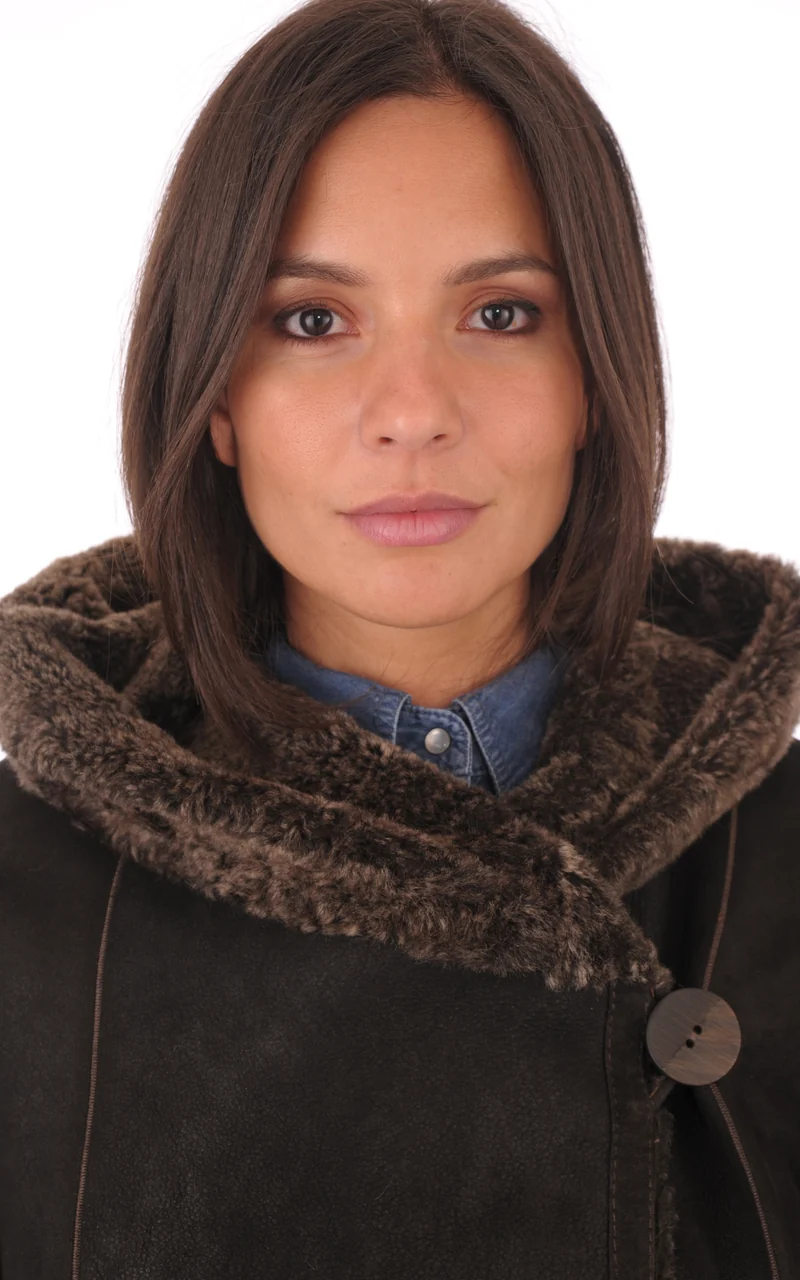 Veste cintrée peau lainée marron