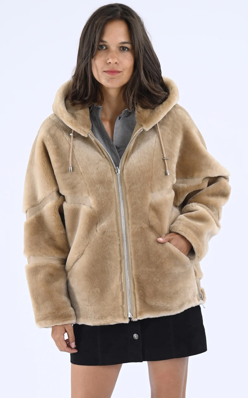 Veste réversible mérinos camel