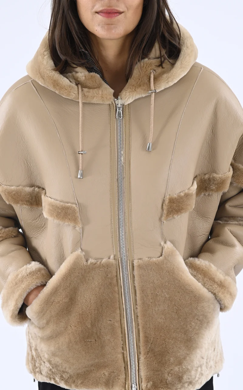 Veste réversible mérinos camel