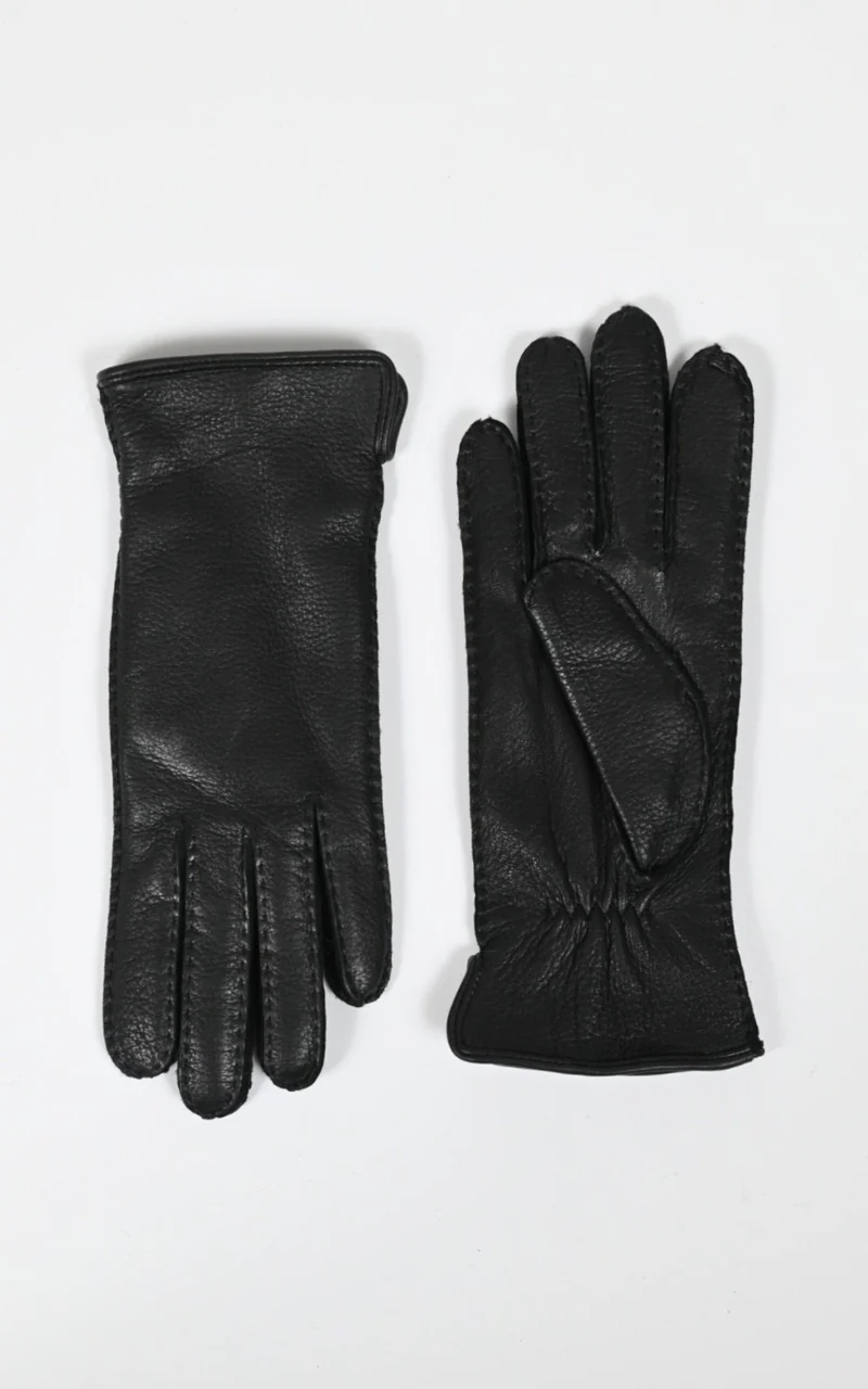 Gants en cuir grainé noir