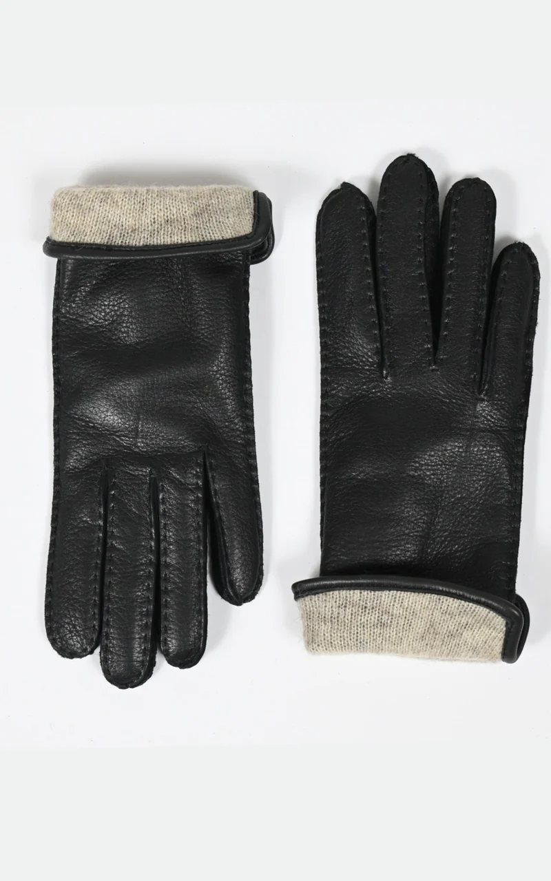 Gants en cuir grainé noir