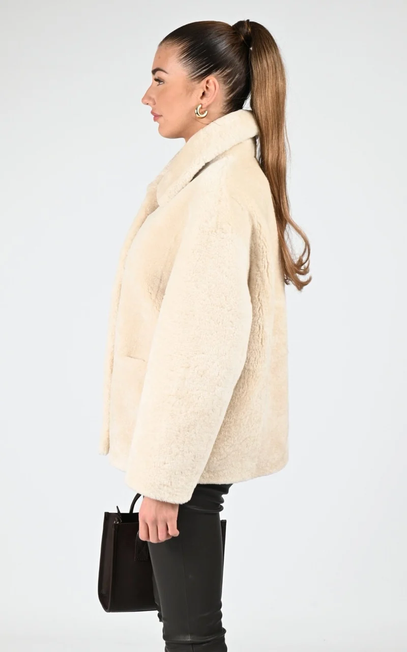 Veste peau lainée Irene beige