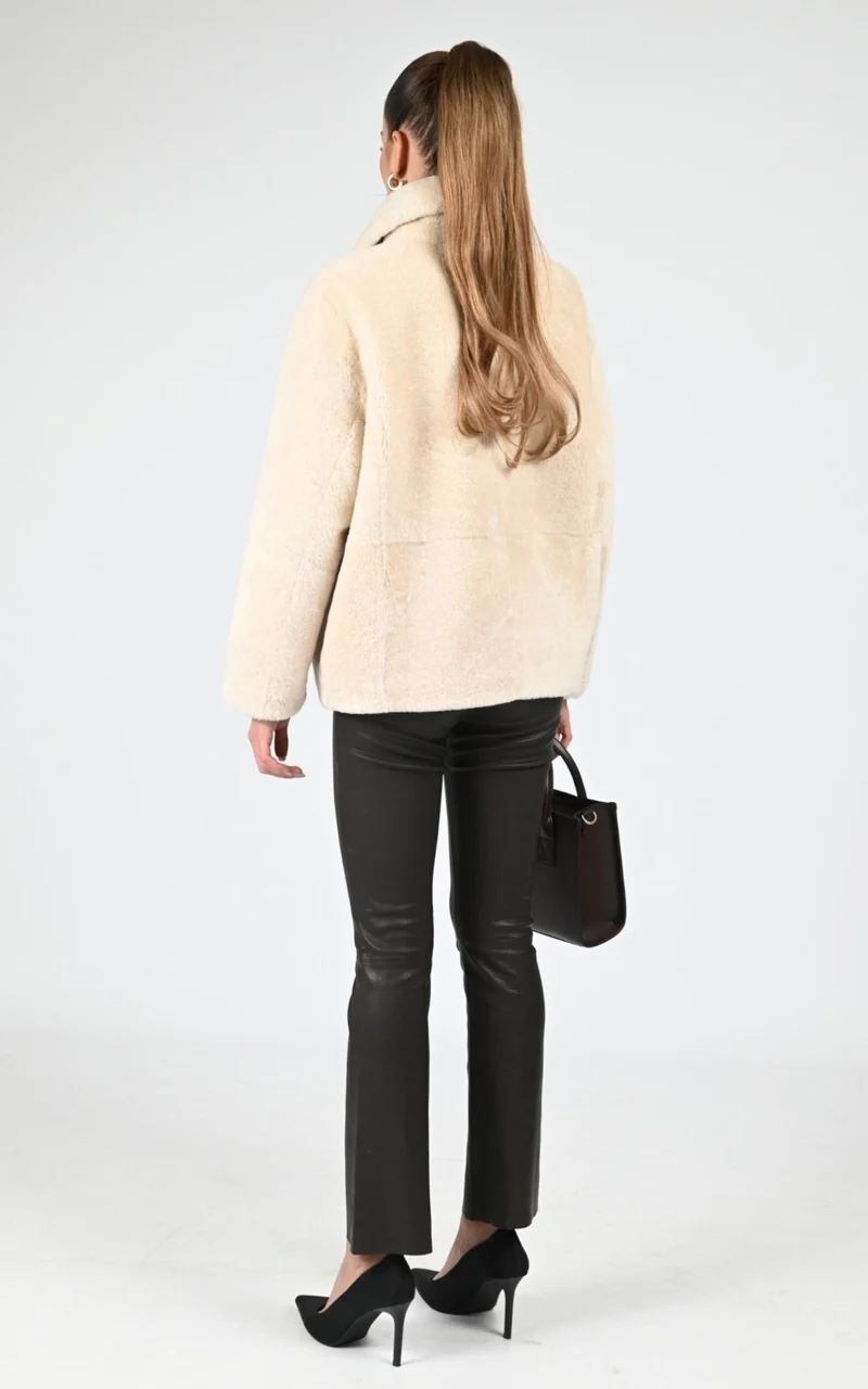 Veste peau lainée Irene beige